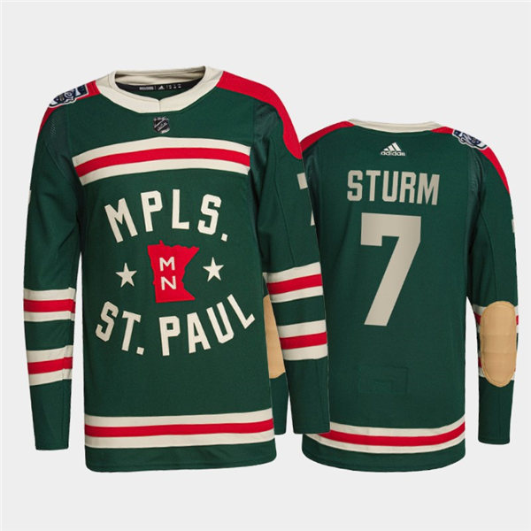 Mens Minnesota Wild #7 Nico Sturm Adidas Green 2022 Winter Classic State of Hockey Jersey