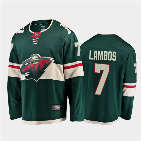 Mens Minnesota Wild #7 Carson Lambos Adidas Home Green Jersey