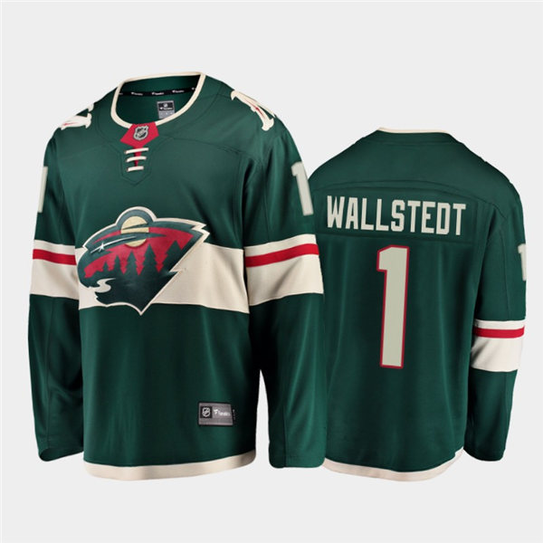 Mens Minnesota Wild #1 Jesper Wallstedt Adidas Home Green Jersey