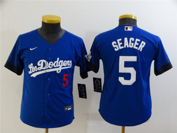 Youth Los Angeles Dodgers #5 Seager Seags Nike Royal 2021 Los Angeles City Connect Jersey