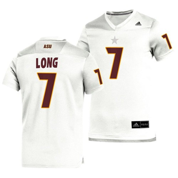 Mens Arizona State Sun Devils #7 Ethan Long adidas 2020 White Maroon College Football Jersey 