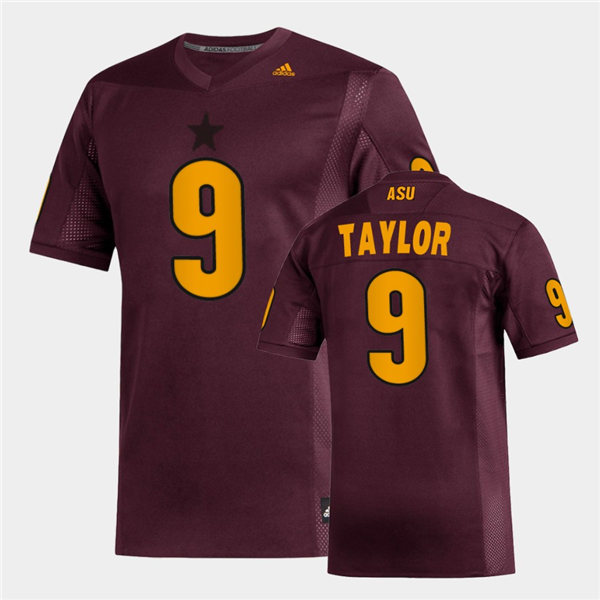 Mens Arizona State Sun Devils #9 D.J. Taylor adidas 2020 Maroon Gold College Football Jersey