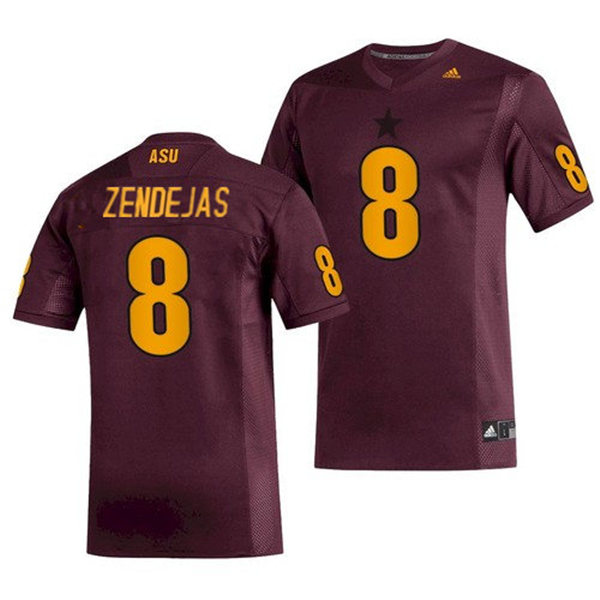Mens Arizona State Sun Devils #8 Christian Zendejas adidas 2020 Maroon Gold College Football Jersey