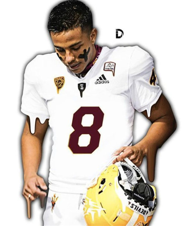 Mens Arizona State Sun Devils #8 Christian Zendejas adidas 2020 White Maroon College Football Jersey 