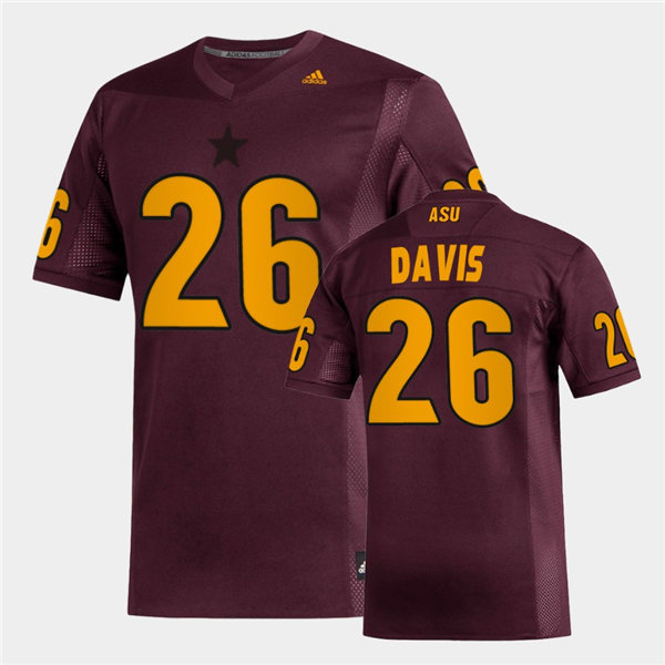 Mens Arizona State Sun Devils #26 Keith Davis adidas 2020 Maroon Gold College Football Jersey