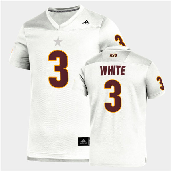 Mens Arizona State Sun Devils #3 Rachaad White adidas 2020 White Maroon College Football Jersey 
