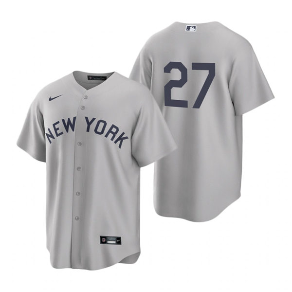 Youth New York Yankees #27 Giancarlo Stanton Nike Gray 2021 Field of Dreams Jersey