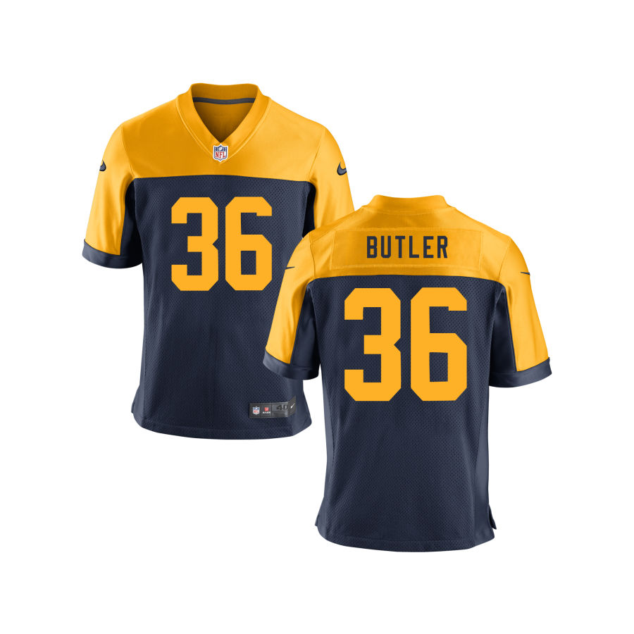 Youth Green Bay Packers Retired Player #36 LeRoy Butler Nike Navy Gold Retro Limied Jersey