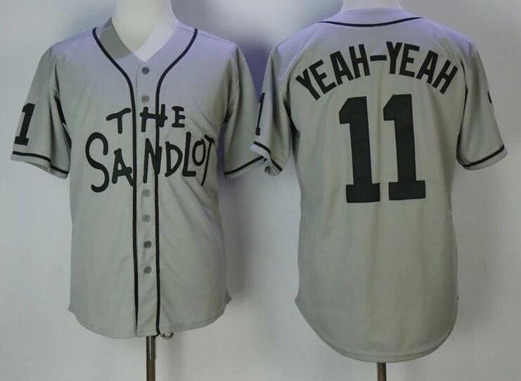 Mens #11 Alan 'Yeah-Yeah' McClenna The Sandlot Grey Stitched Film Baseball Jersey 