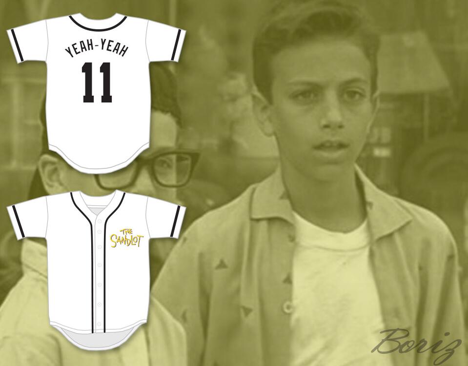 Mens The Sandlot #11 Alan 'Yeah-Yeah' McClenna White With Gold The Sandlot Baseball Jersey 