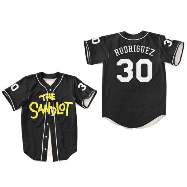 Mens #30 The Jet Rodriguez The Sandlot Black Stitched Film Baseball Jersey 