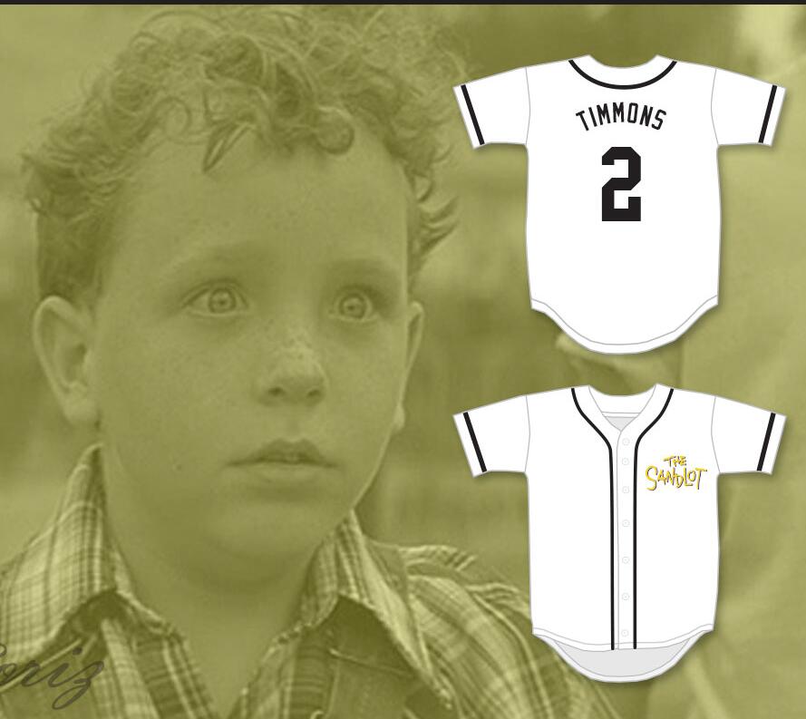 Mens The Sandlot #2 Tommy Timmons White With Gold The Sandlot Baseball Jersey 