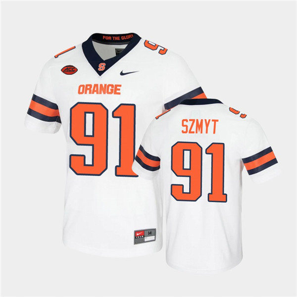 Mens Syracuse Orange #91 Andre Szmyt Nike White College Football Game Jersey