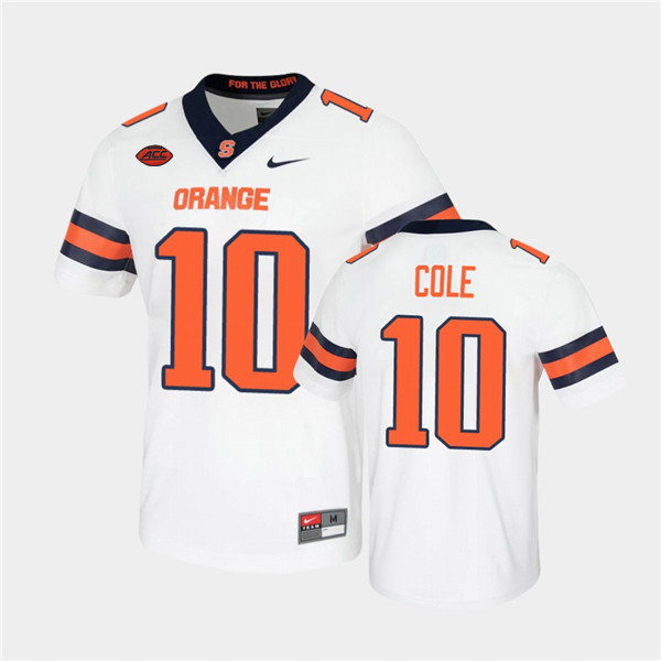 Mens Syracuse Orange #10 Adrian Cole Nike White College Football Game Jersey