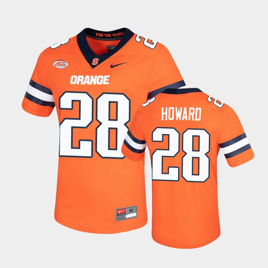 Mens Syracuse Orange #28 Jarveon Howard Nike Orange College Football Game Jersey