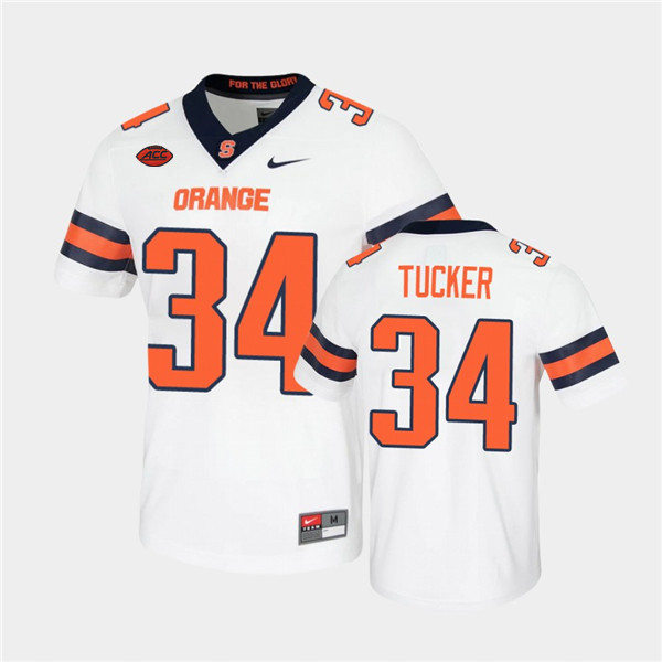 Mens Syracuse Orange #34 Sean Tucker Nike White College Football Game Jersey