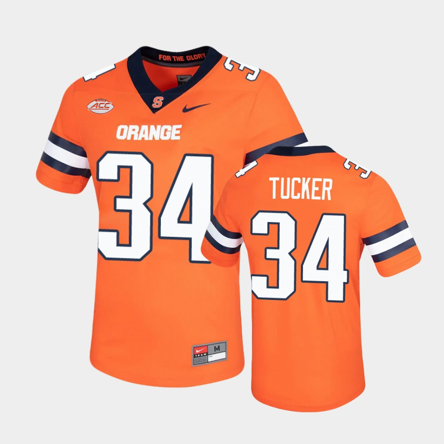 Mens Syracuse Orange #34 Sean Tucker Nike Orange College Football Game Jersey