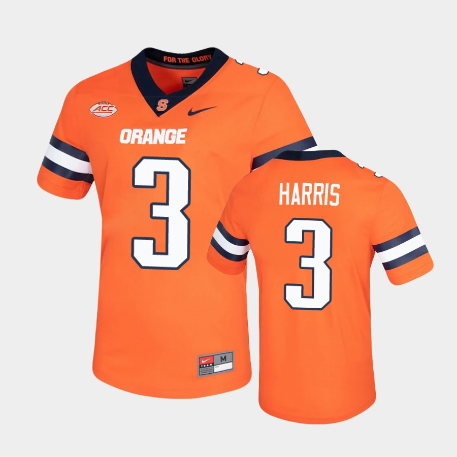 Mens Syracuse Orange #3 Taj Harris Nike Orange College Football Game Jersey