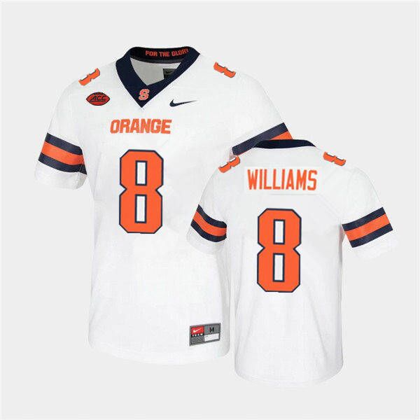 Mens Syracuse Orange #8 Garrett Williams Nike White College Football Game Jersey