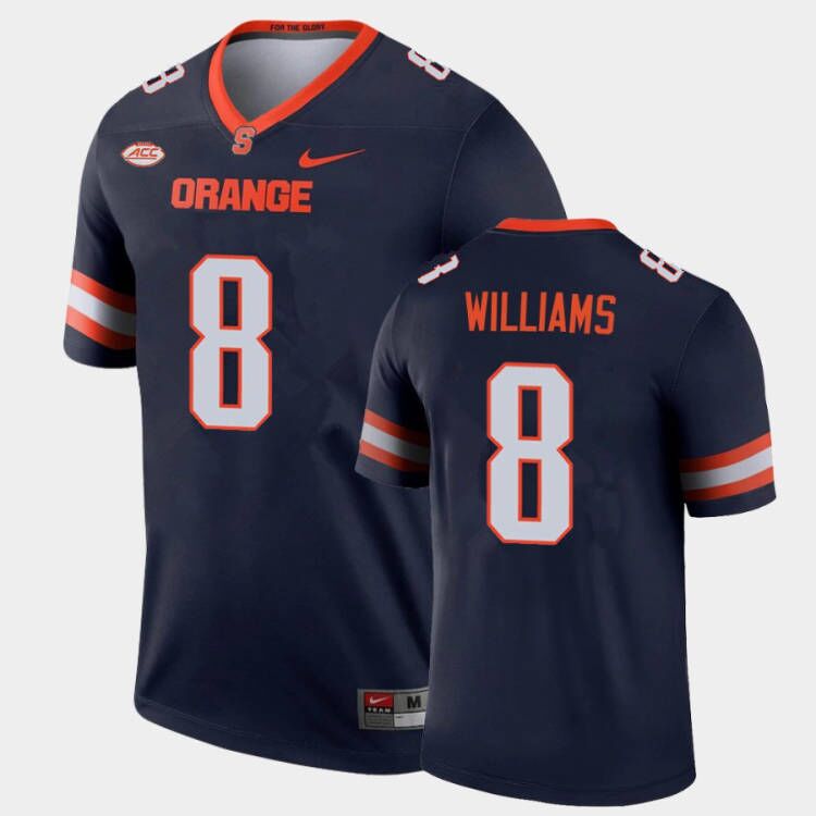 Mens Syracuse Orange #8 Garrett Williams Nike Navy College Football Game Jersey