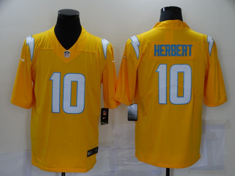 Mens Los Angeles Chargers #10 Justin Herbert Nike 2021 Gold Inverted Legend Jersey