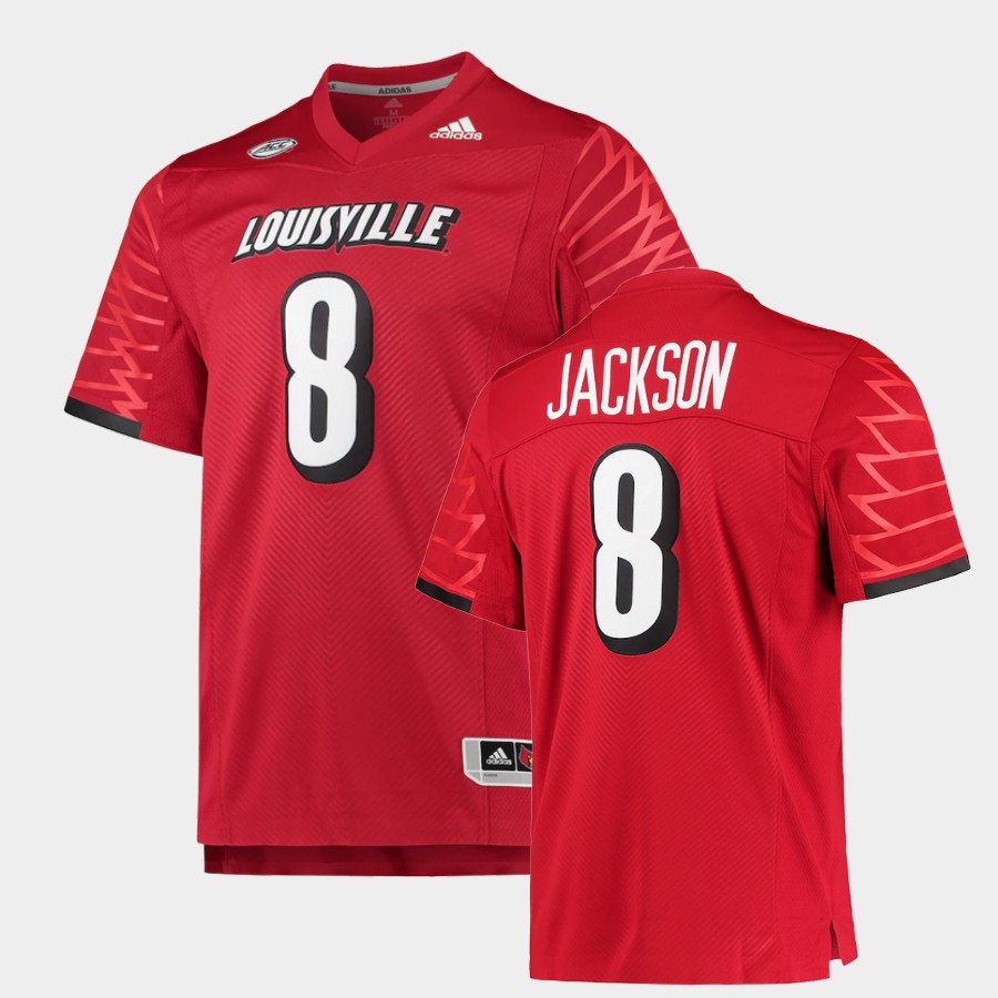 Mens Louisville Cardinals #8 Lamar Jackson Adidas 2021 All Red College Football Game Jersey