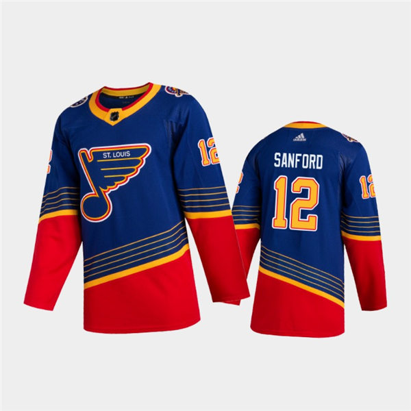 Mens St. Louis Blues #12 Zach Sanford adidas Blue Retro 1990's Jersey