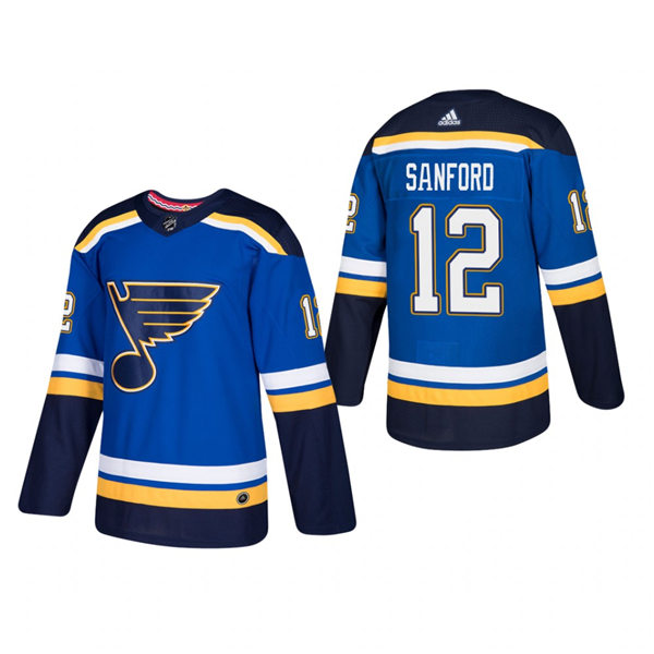 Mens St. Louis Blues #12 Zach Sanford adidas Stitched Home Blue Jersey