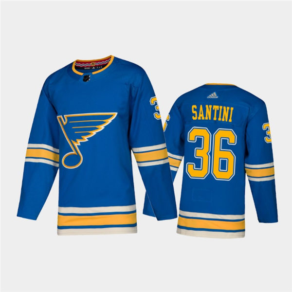 Mens St. Louis Blues #36 Steven Santini adidas Blue Alternate Jersey