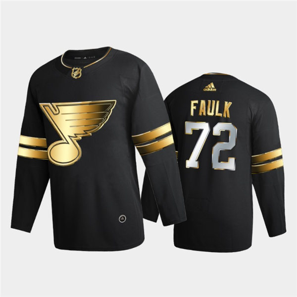 Mens St. Louis Blues #72 Justin Faulk adidas 2021 Black Golden Edition Black Limited Jersey