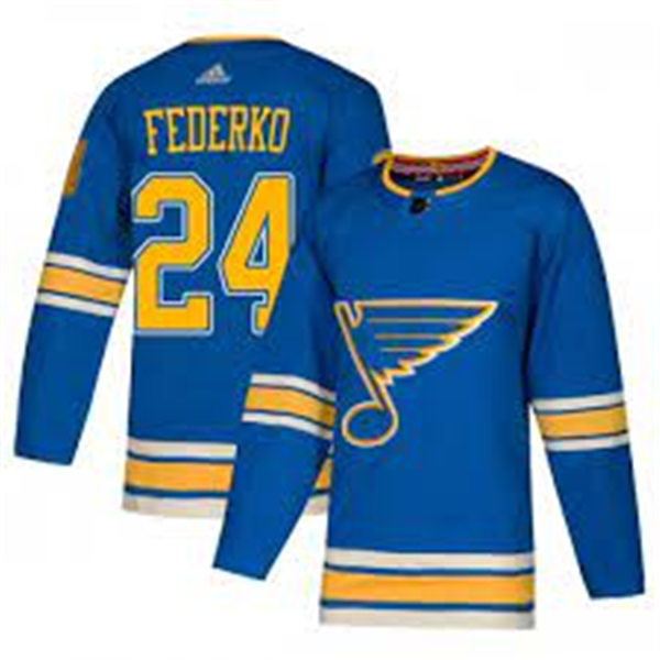 Mens St. Louis Blues Retired Player #24 Bernie Federko adidas Blue Alternate Jersey