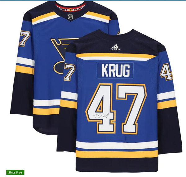 Mens St. Louis Blues #47 Torey Krug adidas Home Blue Jersey