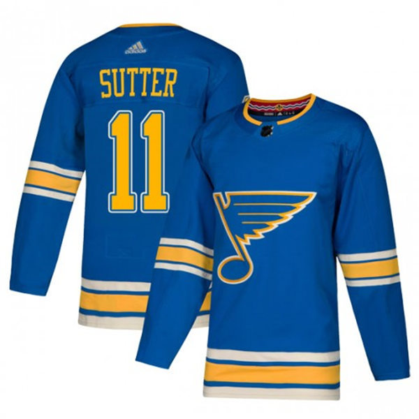 Mens St. Louis Blues Retired Player #11 Brian Sutter adidas Blue Alternate Jersey