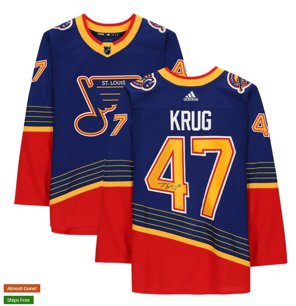 Mens St. Louis Blues #47 Torey Krug adidas Blue Retro 1990's Jersey