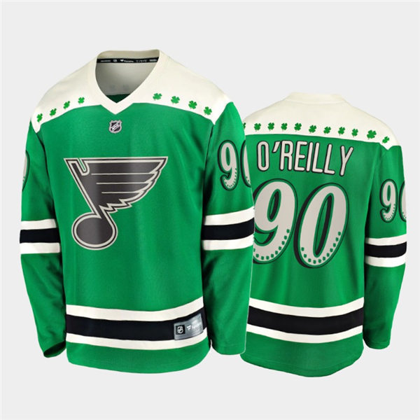 Mens St. Louis Blues #90 Ryan O'Reilly adidas 2021 Green St. Patrick's Day Jersey