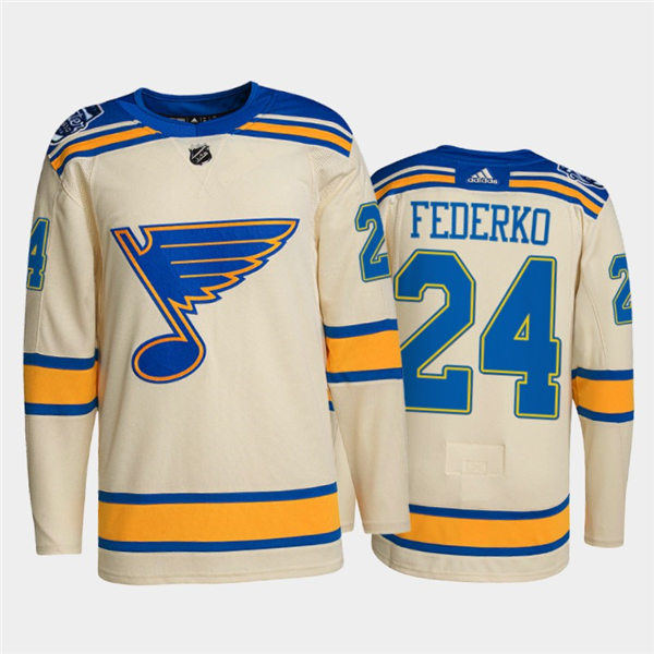 Mens St. Louis Blues Retired Player #24 Bernie Federko adidas Cream 2022 Winter Classic Edition Jersey