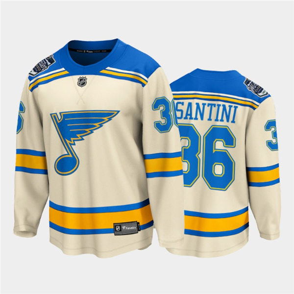 Mens St. Louis Blues #36 Steven Santini adidas Cream 2022 Winter Classic Edition Jersey