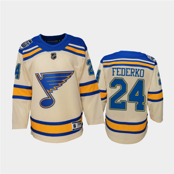 Youth St. Louis Blues #24 Bernie Federko adidas Cream 2022 Winter Classic Jersey