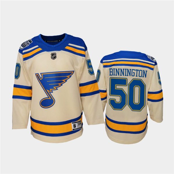 Youth St. Louis Blues #50 Jordan Binnington adidas Cream 2022 Winter Classic Jersey