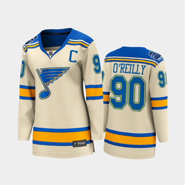 Women St. Louis Blues 90 Ryan O'Reilly adidas Cream 2022 Winter