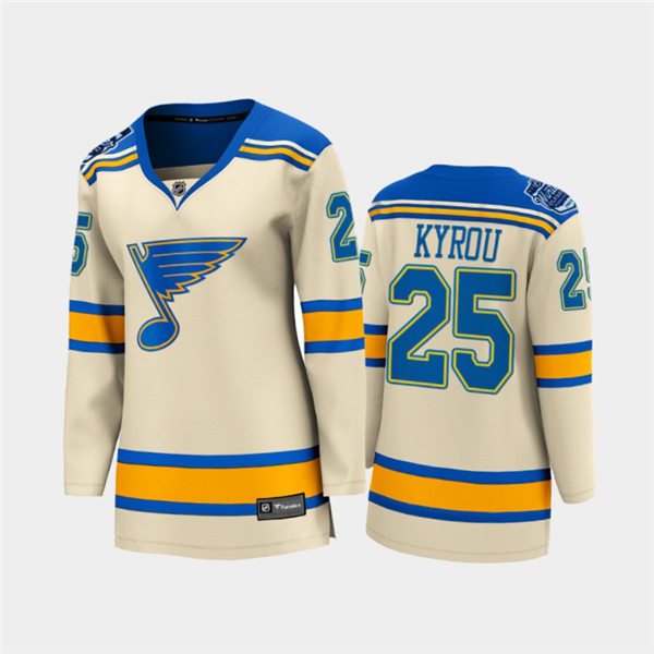 Women St. Louis Blues #25 Jordan Kyrou adidas Cream 2022 Winter Classic Jersey