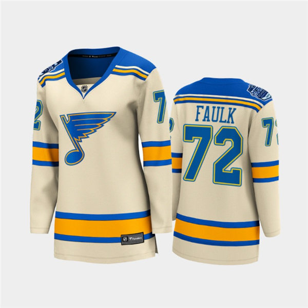 Women St. Louis Blues #72 Justin Faulk #adidas Cream 2022 Winter Classic Jersey