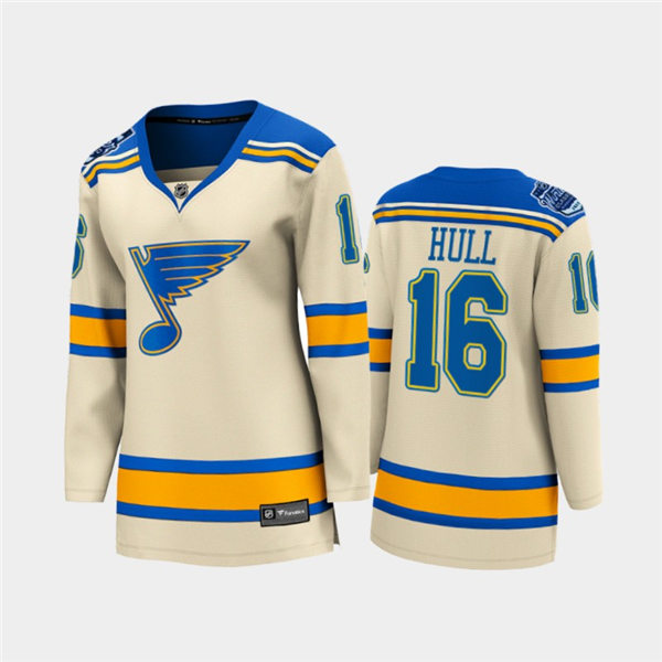 Women St. Louis Blues #16 Brett Hull adidas Cream 2022 Winter Classic Jersey