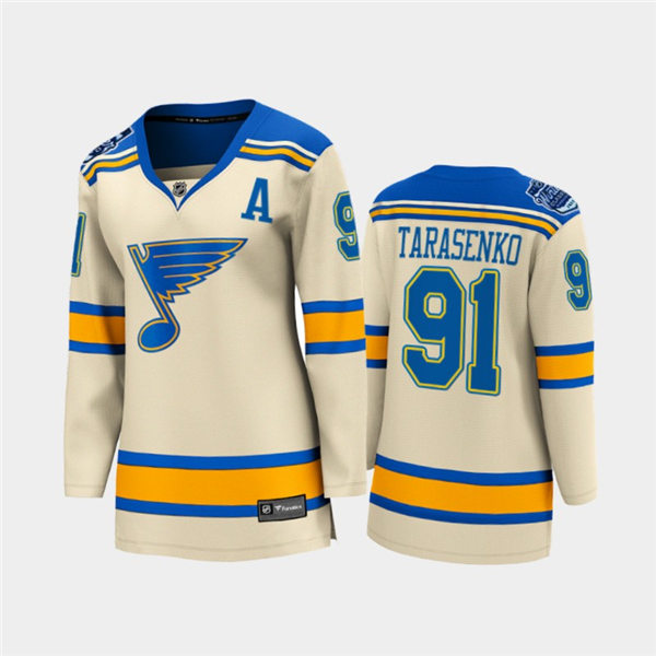 Women St. Louis Blues #91 Vladimir Tarasenko adidas Cream 2022 Winter Classic Jersey