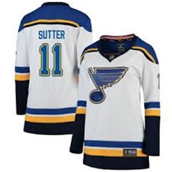 Womens St. Louis Blues Retired Player #11 Brian Sutter adidas White Away Jersey