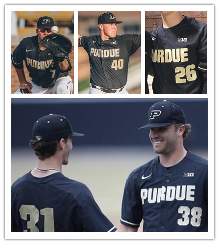 Mens Purdue Boilermakers Custom Josh Lindblom Trent Johnson Calvin Schapira Cory Brooks Nike Black Boilers Classic Baseball Jersey