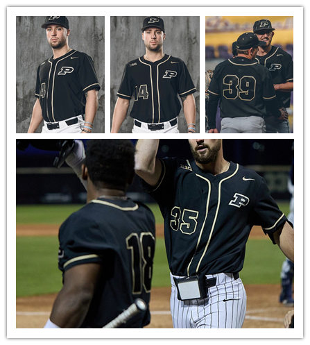 Mens Purdue Boilermakers Custom Nick Wittgren Jackson Smeltz Ricky Castro Skyler Hunter Nike 2020 Black P Baseball Jersey