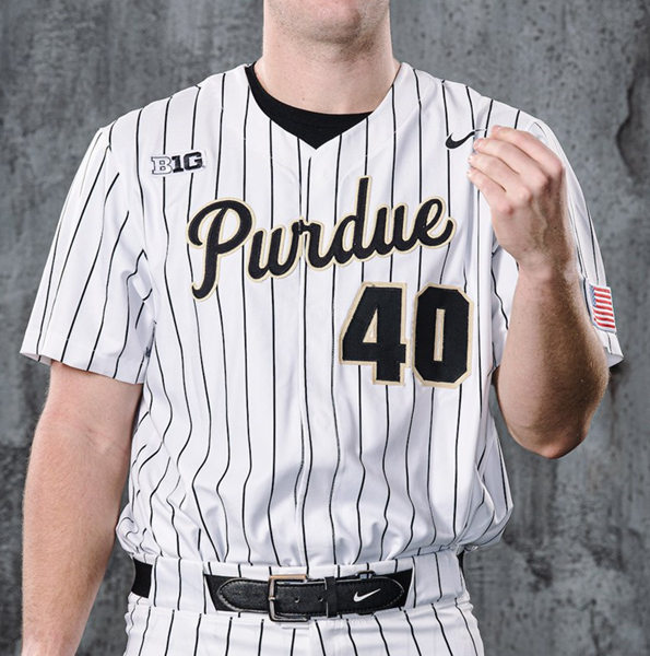 Mens Purdue Boilermakers #40 Calvin Schapira Nike White Pinstripe College Baseball Game Jersey 