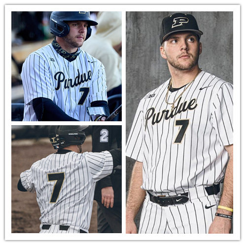 Mens Purdue Boilermakers #7 Zac Fascia Nike White Pinstripe College Baseball Game Jersey 