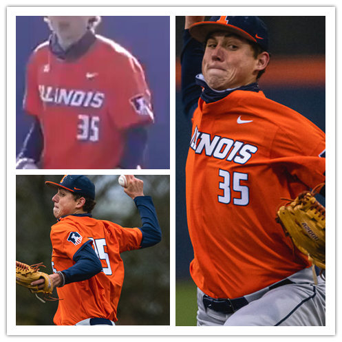 Mens Illinois Fighting Illini #35 Andrew Hoffmann Nike Orange College Baseball Game Jersey